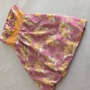 Pink and Orange Floral Strapless Dress